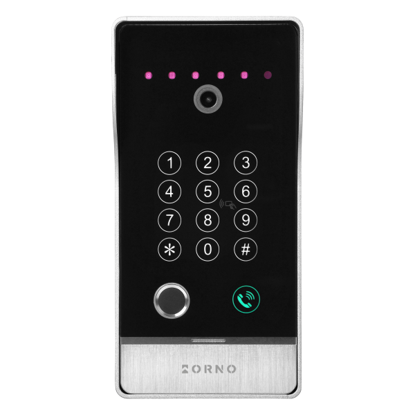 GUARDO single family video doorphone set, 4-wires, touchscreen LCD 10" monitor, fingerprint reader, proximity reader and code lock, App-controlled, surface mounted, white